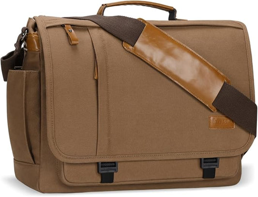 ESTARER Messenger Bag 17-17.3 Inch, Men's Computer Bag Water-resistant Canvas by ESTARER