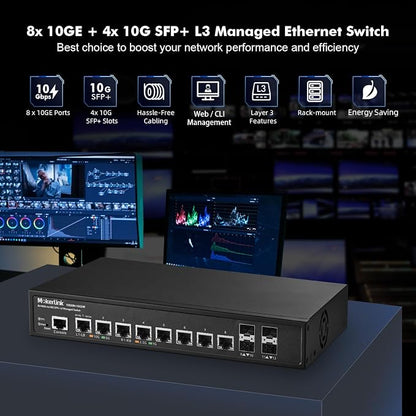 MokerLink 12 Port 10G Managed Switch, 8x10G Ethernet, 4x10G SFP+, - Image 2