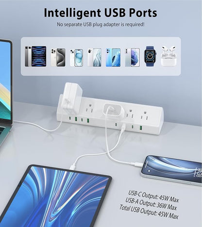 45W Fast Charging Station, Desk Clamp Power Strip, 4 PD USB-C Ports, 5 AC - Image 5
