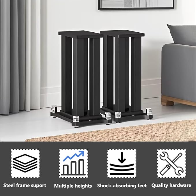 A Pair of Speaker Stands, Bookshelf Speaker Stand Steel Frame Support - Image 2