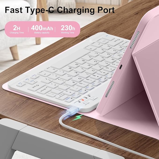 Keyboard Case for Galaxy Tab S10 Lite/ S10 FE/ S9 FE/S9/S8/S7, Slim Lightweight - Image 5