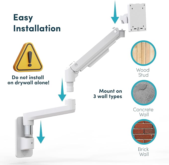 Monitor Wall Mount for 17-49 Inch Ultrawide Monitors, Single Monitor Arm Holds - Image 8