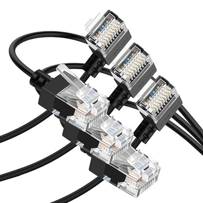 Cat6A Ethernet Cable 90 Degree Right Angled 30FT 3 Pack, Flexible Slim & Ultra by Thzzhnno