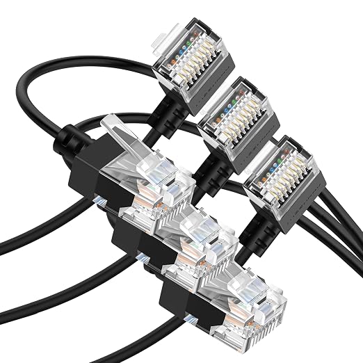 Cat6A Ethernet Cable 90 Degree Right Angled 30FT 3 Pack, Flexible Slim & Ultra by Thzzhnno