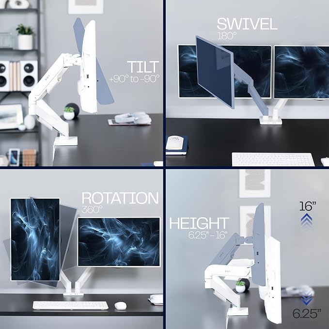 VIVO Dual Monitor up to 32 inches and 19.8 lbs per Screen, Mechanical Arm Desk - Image 8
