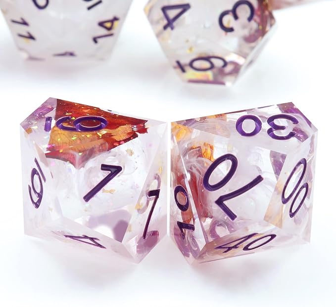 Haxtec DND Dice Set Rose Flower Sharp Edge Dice - Image 4