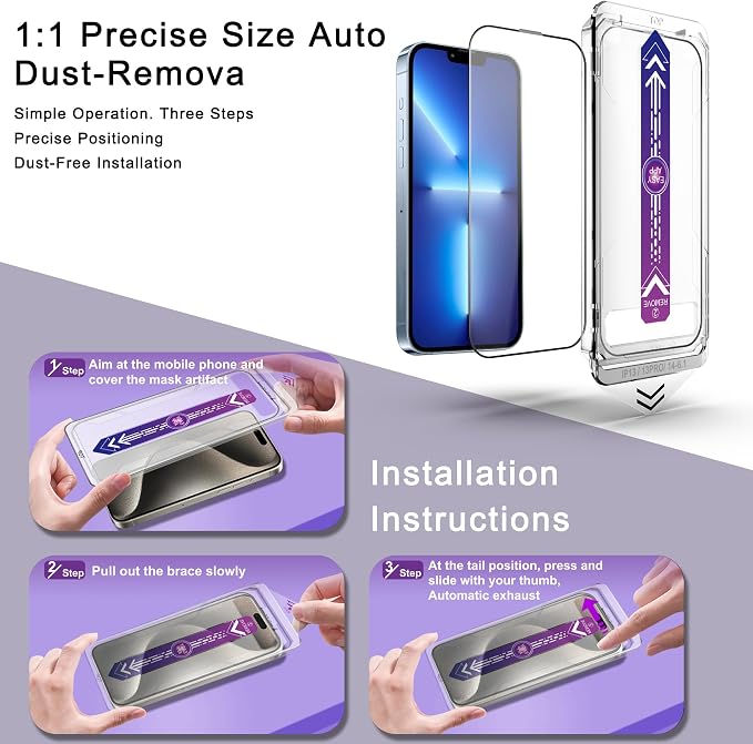2 Pack Screen Protector for iPhone 16e/iPhone 14/iPhone 13 Pro/iPhone 13 - Image 3