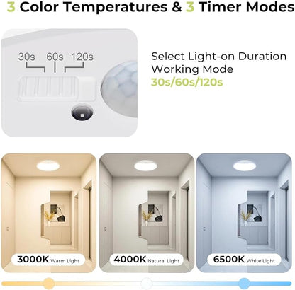 hepside 2 Pack Motion Sensor Ceiling Light Wired, 3000K/4000K/6500K LED Flush - Image 2