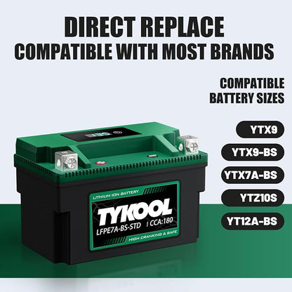 YTX7A-BS-STD 12.8V 3AH 180CCA LiFePO4 Lithium Motorcycle Battery fit - Image 4