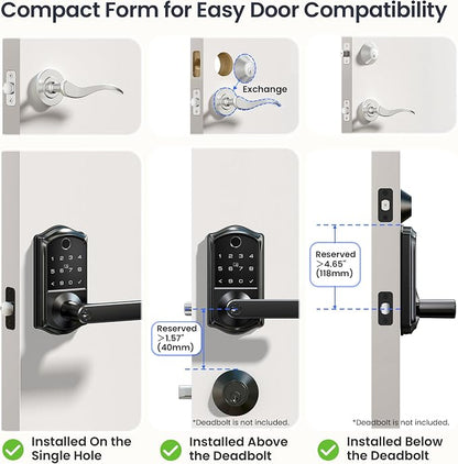Veise VE019 Fingerprint Smart Lever Lock, App Control, Keyless Entry Door Lock - Image 8
