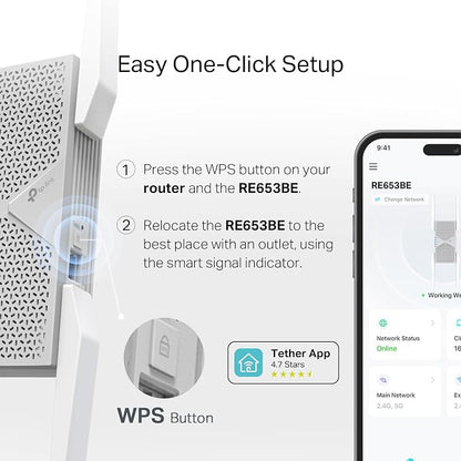TP-Link BE10000 Wi-Fi 7 Range Extender RE653BE | 10 Gbps Tri-Band Wireless - Image 7