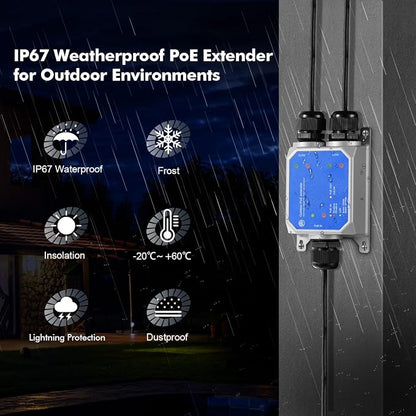IP67 Outdoor Gigabit PoE Passthrough Switch - 1 In 2 Out Extender - Image 4