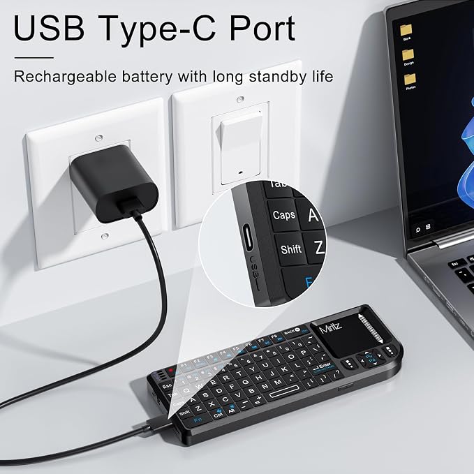 Mini Wireless Keyboard with Touchpad, 2.4GHz USB Dongle & Bluetooth Dual Mode - Image 6