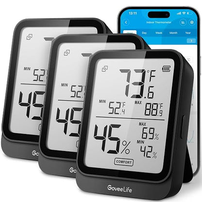 GoveeLife Hygrometer Thermometer H5104 3Pack, Remote LCD Digital Hygrometer by GoveeLife