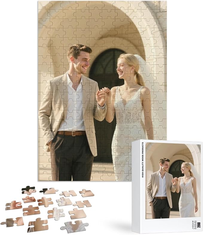 Custom Puzzles from Photos, Personalized Natural Wood Puzzle by EGUEGU