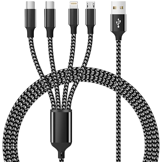 Multi Charging Cable, Dual Type-C Multiple Charger Cable Nylon Braided 4 in 1 by MPATIBY