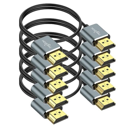 Twozoh Slim 4K Long HDMI Cable 15FT 5 Pack, Ultra Thin & Flexible Skinny HDMI by Twozoh