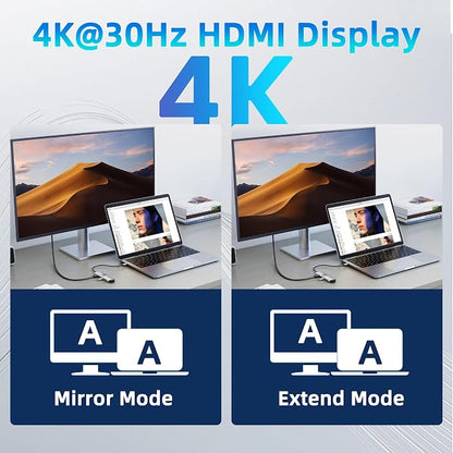USB C Hub 7-in-1, 4K HDMI, 100W PD Charging, USB 3.0/2.0 Ports, SD/TF Reader - Image 5