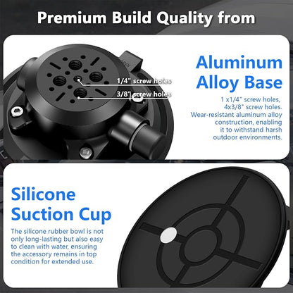 Camera Suction Cup Mount with Ball Head Magic Arm, 4.5" Metal Vacuum Suction - Image 9