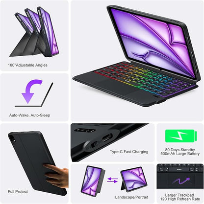 iPad Keyboard Case for iPad Air 13 inch, Pro 12.9 inch 6/5/4/3rd Gen, Flex - Image 6