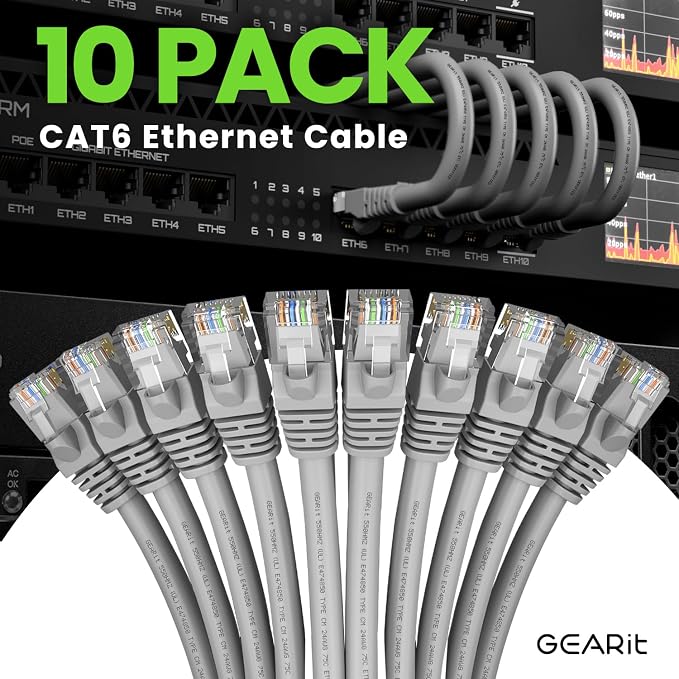 GearIT Cat 6 Ethernet Cable Cat6 Network Patch, Snagless Cord, Internet - Image 2