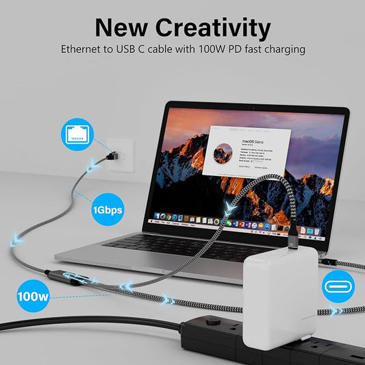 USB C to Ethernet Cable 6 FT, Type C to RJ45 Cord - Image 2