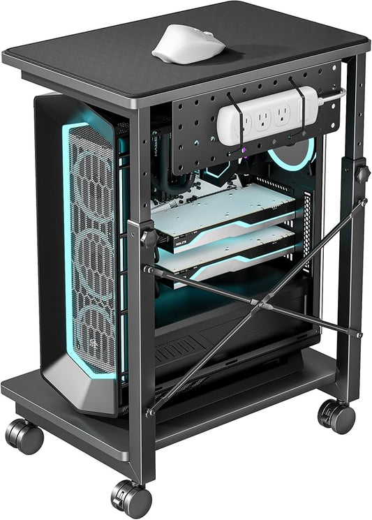 ARES WING Height Adjustable Computer Tower Stand, 2-Tier PC Tower Stand by ARESWING