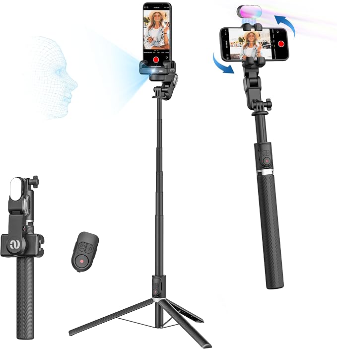 Auto Face Tracking Tripod 360 Rotation w/Stand, Selfie Stick Tripod by AOCHUAN