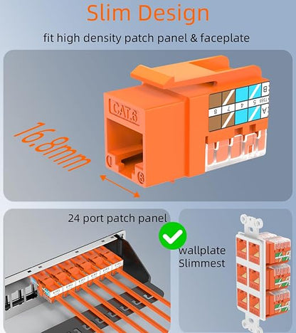 Rapink RJ45 Keystone Jack Cat6 10G Support, Cat6 Keystone Jacks UTP 10 Pack - Image 2