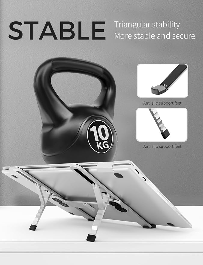 Junfire Foldable Laptop Stand for Travel, Aluminum Stable Ergonomic Laptop Riser - Image 7
