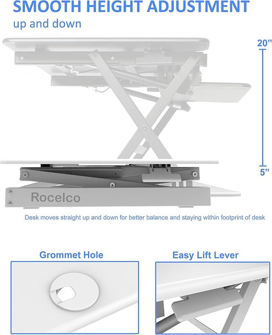 Rocelco 40" Large Height Adjustable Standing Desk Converter - Image 2