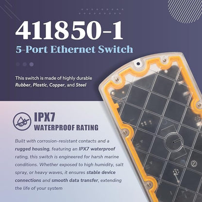 5 Port Ethernet Switch Replace for Humminbird 411850-1 AS ETH 5PGL, Marine - Image 5