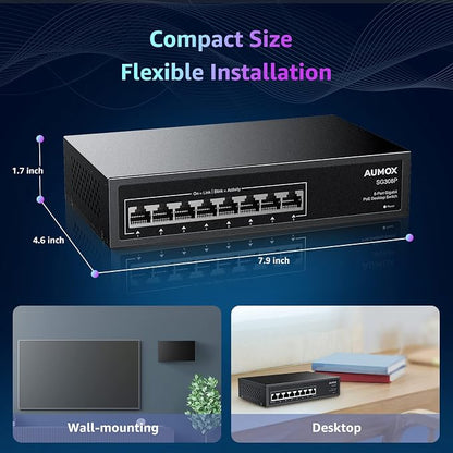 8 Port Gigabit PoE Switch, 8 Port PoE 120W, Gigabit Ethernet Unmanaged Network - Image 7