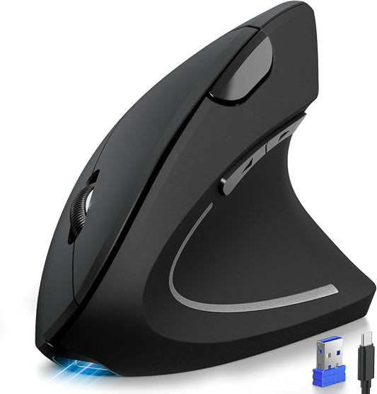 TECKNET Ergonomic Mouse, Rechargeable 2.4G+Bluetooth Vertical Mice 6 DPI by Tecknet