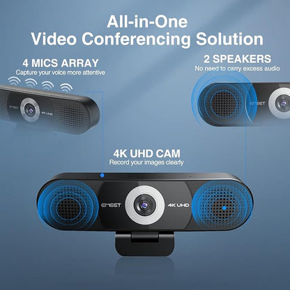 EMEET 3-in-1 4K Webcam with Microphone and Speaker, C980 PRO 60°-98° Wide Angle - Image 2