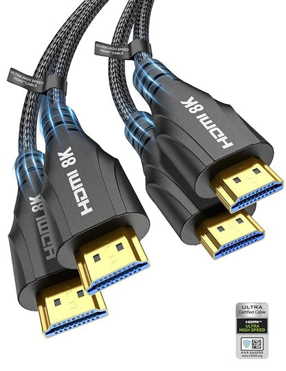 HDMI Cable 3.3FT 2Pack, Certified 8k Ultra High Speed HDMI Cable, 8K 60hz by 8KUltraHighSpeedHDMICable