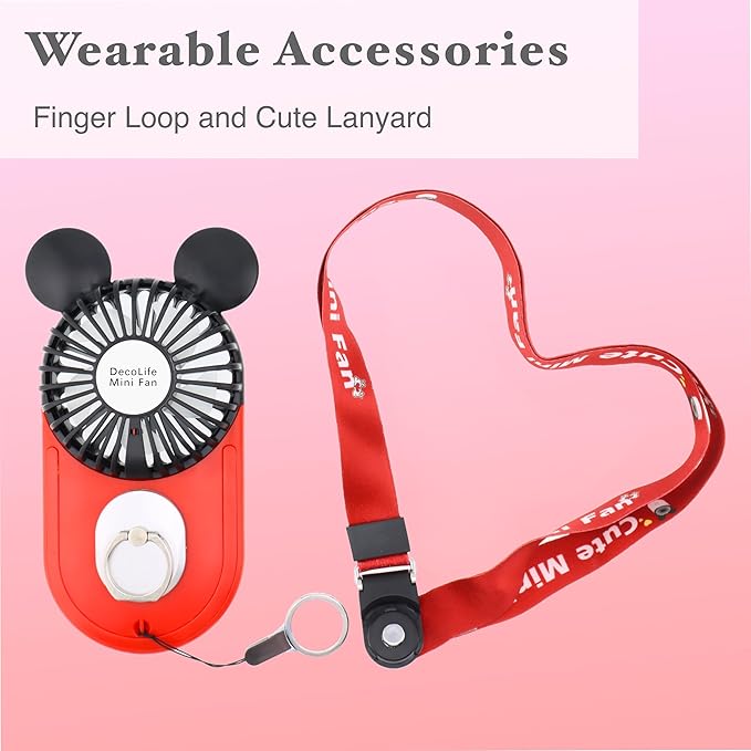 Cute Handheld Mini USB Fan, Rechargeable Portable Fan, 3 Adjustable Speeds and - Image 5