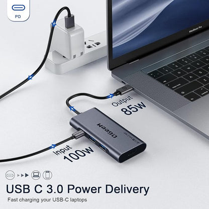 USB C Hub, QGeeM USB 4k to HDMI Adapter, 7 in 1 USB-C Dongle - Image 4