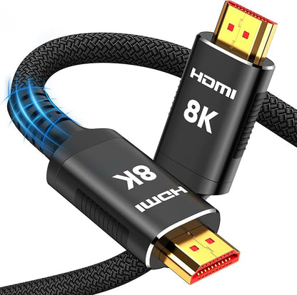 Snowkids 8K HDMI 2.1 Cable 12 ft, Non-Slip Nylon Braided, 48Gbps Ultra by Snowkids