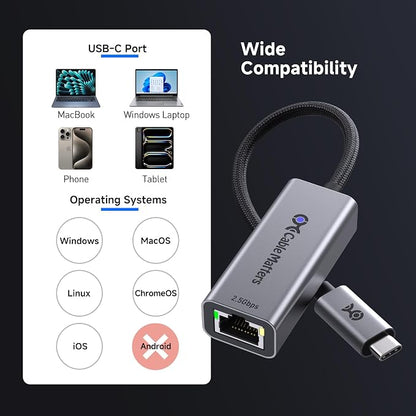Cable Matters USB C to 2.5Gb Ethernet Adapter, 2.5 Gigabit Network Speed - Image 6