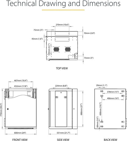 StarTech 4-Post 15U Wall Mount Network Cabinet w/ 1U Shelf, Ships Fully - Image 7