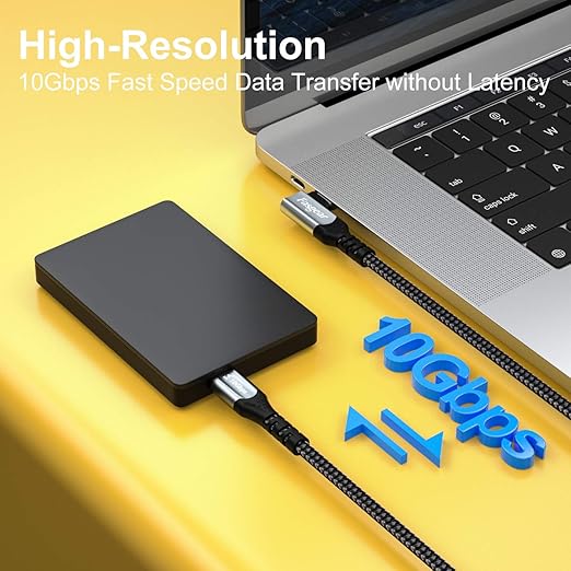 Fasgear 100W USB C to Type C 90-Degree Cable, 2 Pack 6ft USB 3.1 Gen 2 10Gbps - Image 2