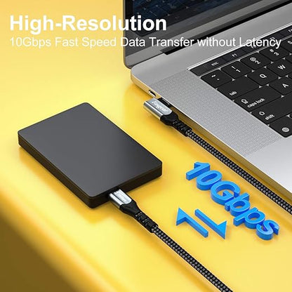 Fasgear 100W USB C to Type C 90-Degree Cable, 2 Pack 6ft USB 3.1 Gen 2 10Gbps - Image 2