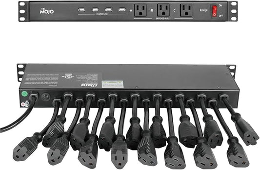 Tecmojo 1U Rack Mount 19 Outlet PDU Power Distribution Unit Power Strip Circuit by Tecmojo