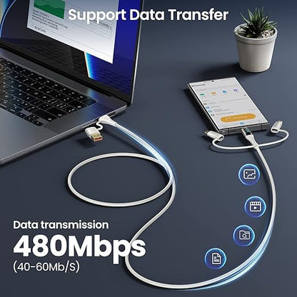 USB C to Multi Charging Cable, USAMS 100W 6.6FT 5A Type C to Type C Fast - Image 6