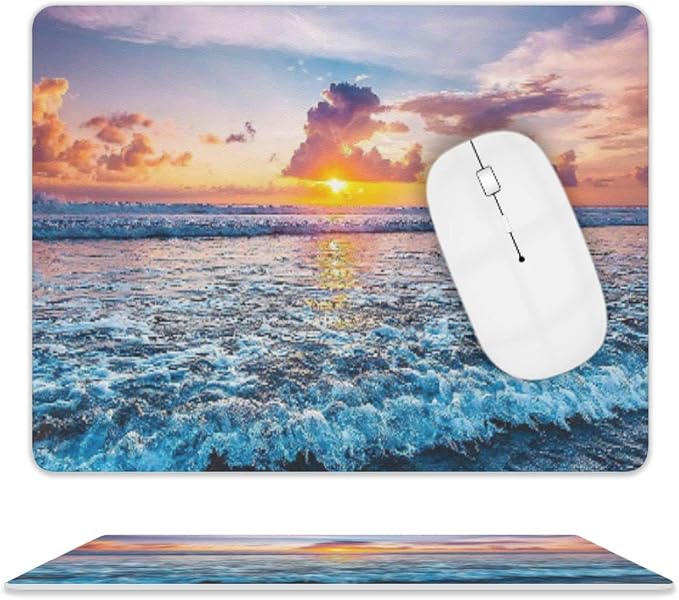Sunset Ocean Wave Mouse Pad, Square Mousepad, Waterproof Mouse Mat Non-Slip by CANFLASHION