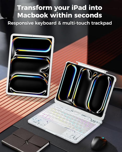 SIBEITU Keyboard Case for iPad Pro 11 Inch, 360 Rotatable iPad Pro 11 Clear - Image 6