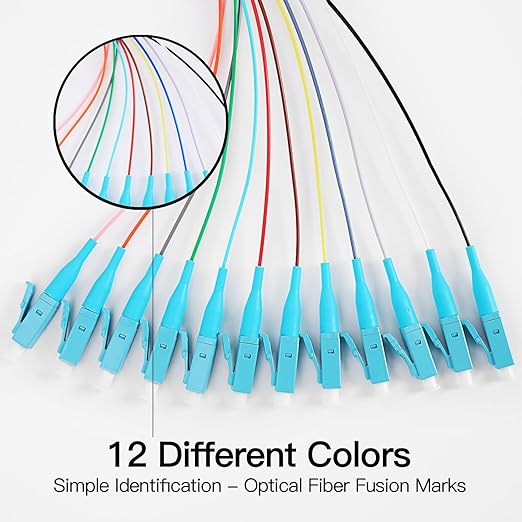 4 Pack LC-OM3 12 Pigtail 12 Strand Multimode OM3/OM4 50/125 LC-UPC Fiber Pigtail - Image 3