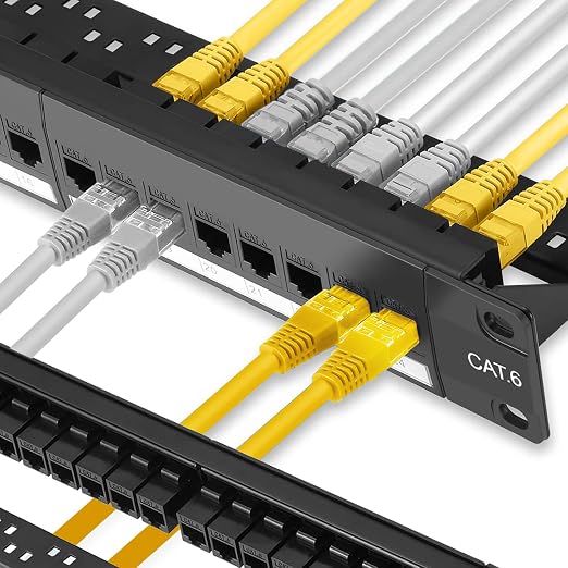 1 Pack 24-Port Cat6 Patch Panel - 10G Ready Rack-Mountable 1U Network Panel by FiberOpticalAccessories