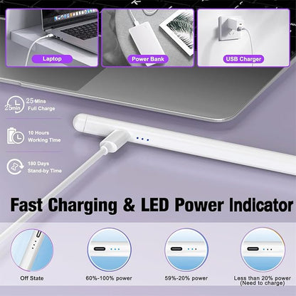 2Pack Stylus Pencil for iPad A16/11th Gen, Fast Charging Pen - Image 6